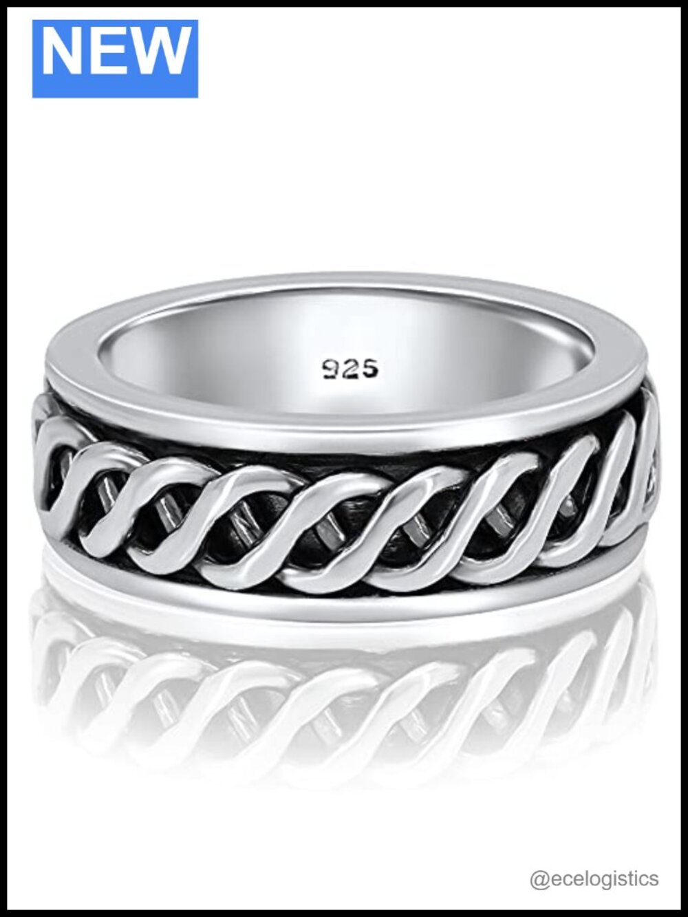 925 Sterling Silver Spinner Ring for Men